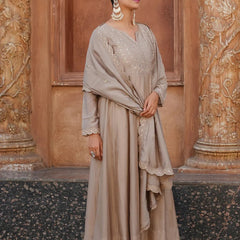 Women's Vichitra Silk Embroidered Kurta Palazzo & Dupatta Set