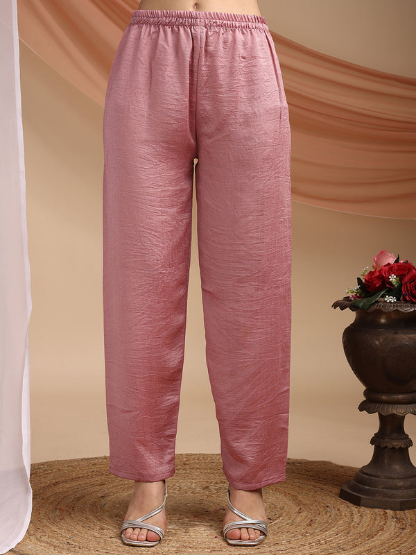 Vichitra Silk Embroidered Kurta Pant with Dupatta Set