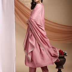 Vichitra Silk Embroidered Kurta Pant with Dupatta Set
