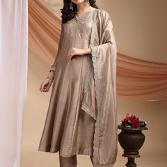 Vichitra Silk Embroidered Kurta Pant with Dupatta Set