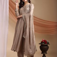 Vichitra Silk Embroidered Kurta Pant with Dupatta Set