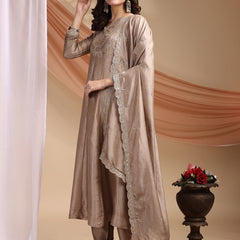 Vichitra Silk Embroidered Kurta Pant with Dupatta Set