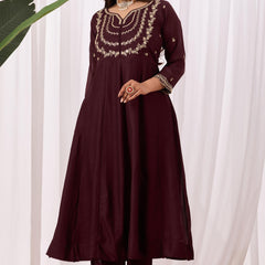 Vichitra Silk Embroidered Kurta Pant with Dupatta Set