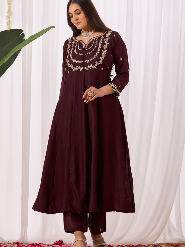 Vichitra Silk Embroidered Kurta Pant with Dupatta Set