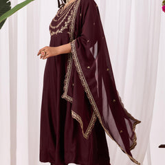 Vichitra Silk Embroidered Kurta Pant with Dupatta Set