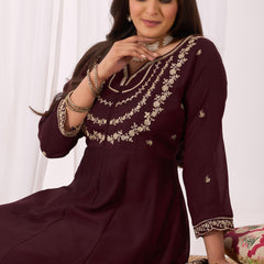 Vichitra Silk Embroidered Kurta Pant with Dupatta Set