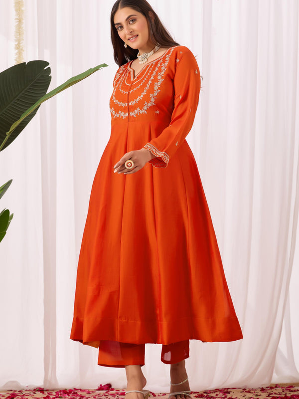 Vichitra Silk Embroidered Kurta Pant with Dupatta Set