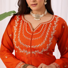 Vichitra Silk Embroidered Kurta Pant with Dupatta Set