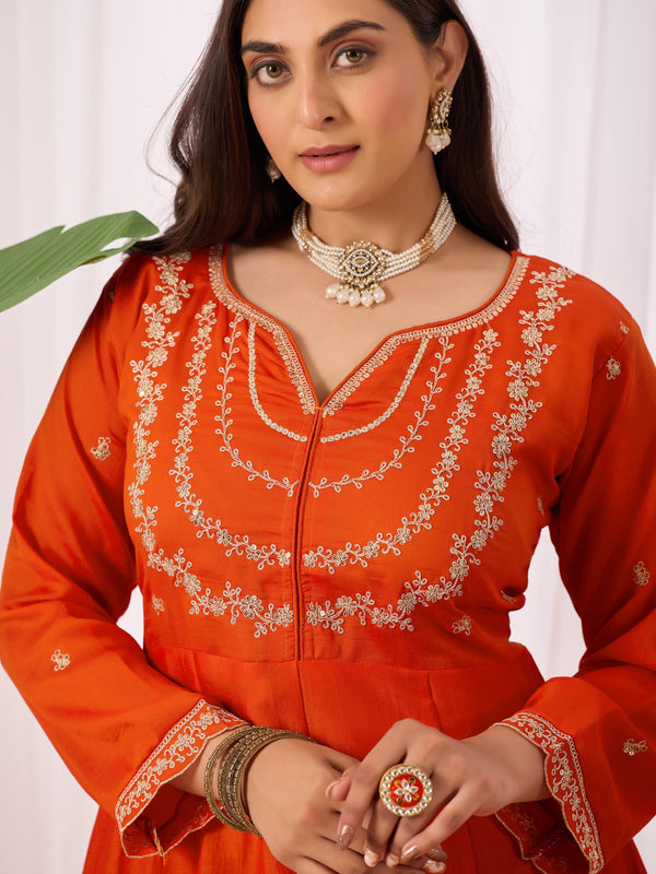 Vichitra Silk Embroidered Kurta Pant with Dupatta Set