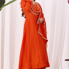 Vichitra Silk Embroidered Kurta Pant with Dupatta Set