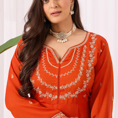 Vichitra Silk Embroidered Kurta Pant with Dupatta Set