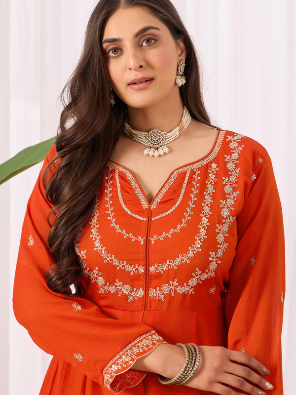 Vichitra Silk Embroidered Kurta Pant with Dupatta Set