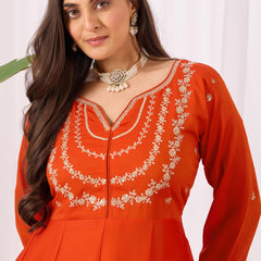 Vichitra Silk Embroidered Kurta Pant with Dupatta Set