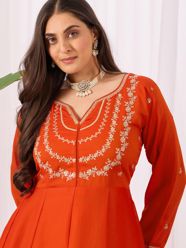 Vichitra Silk Embroidered Kurta Pant with Dupatta Set