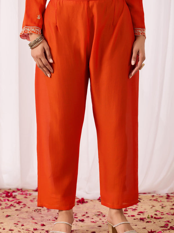 Vichitra Silk Embroidered Kurta Pant with Dupatta Set