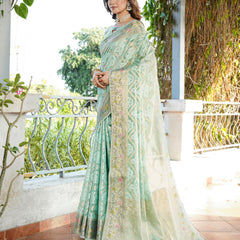 Woven Design Zari Organza Patola Saree With Blouse Piece