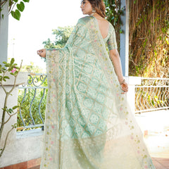 Woven Design Zari Organza Patola Saree With Blouse Piece