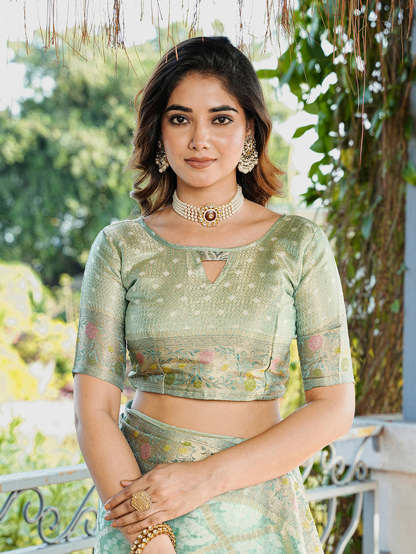Woven Design Zari Organza Patola Saree With Blouse Piece