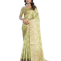 Woven Design Zari Organza Patola Saree With Blouse Piece