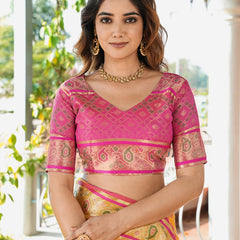 Woven Design Zari Organza Patola Saree With Blouse Piece