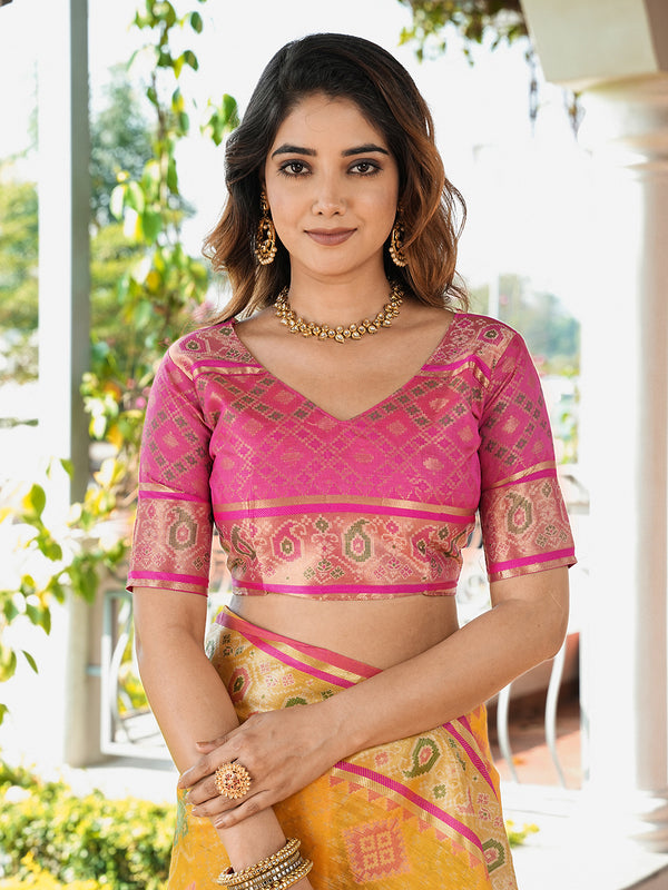 Woven Design Zari Organza Patola Saree With Blouse Piece