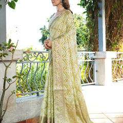 Woven Design Zari Organza Patola Saree With Blouse Piece