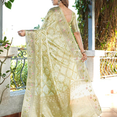 Woven Design Zari Organza Patola Saree With Blouse Piece