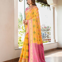Woven Design Zari Organza Patola Saree With Blouse Piece