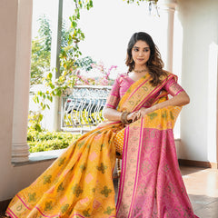Woven Design Zari Organza Patola Saree With Blouse Piece