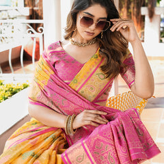 Woven Design Zari Organza Patola Saree With Blouse Piece