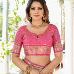 Woven Design Zari Organza Patola Saree With Blouse Piece