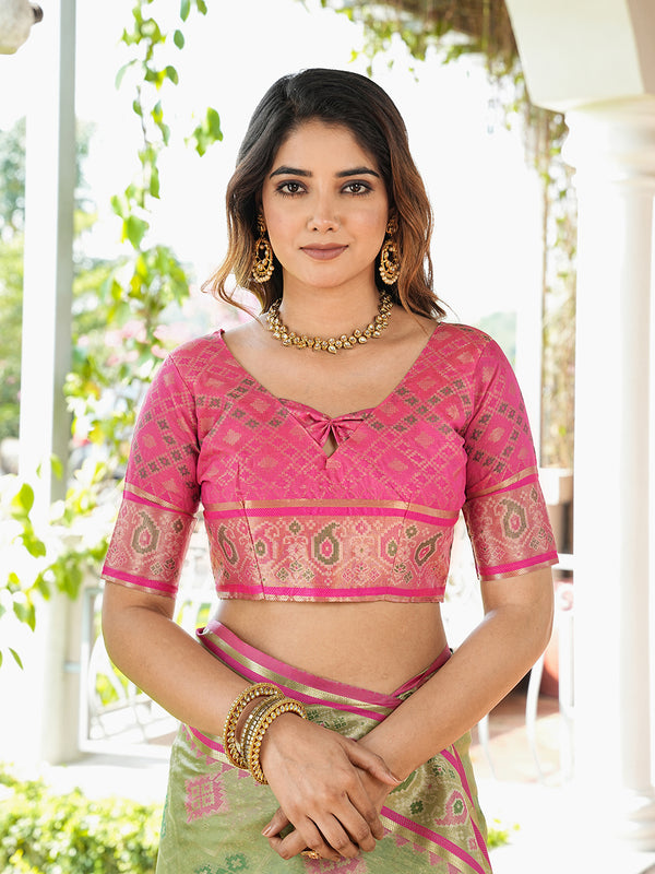Woven Design Zari Organza Patola Saree With Blouse Piece