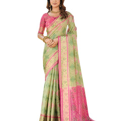 Woven Design Zari Organza Patola Saree With Blouse Piece