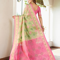 Woven Design Zari Organza Patola Saree With Blouse Piece