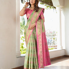Woven Design Zari Organza Patola Saree With Blouse Piece