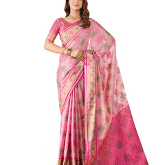 Woven Design Zari Organza Patola Saree With Blouse Piece