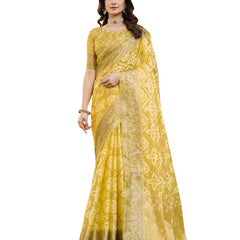 Woven Design Zari Organza Patola Saree With Blouse Piece