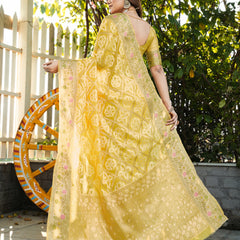 Woven Design Zari Organza Patola Saree With Blouse Piece