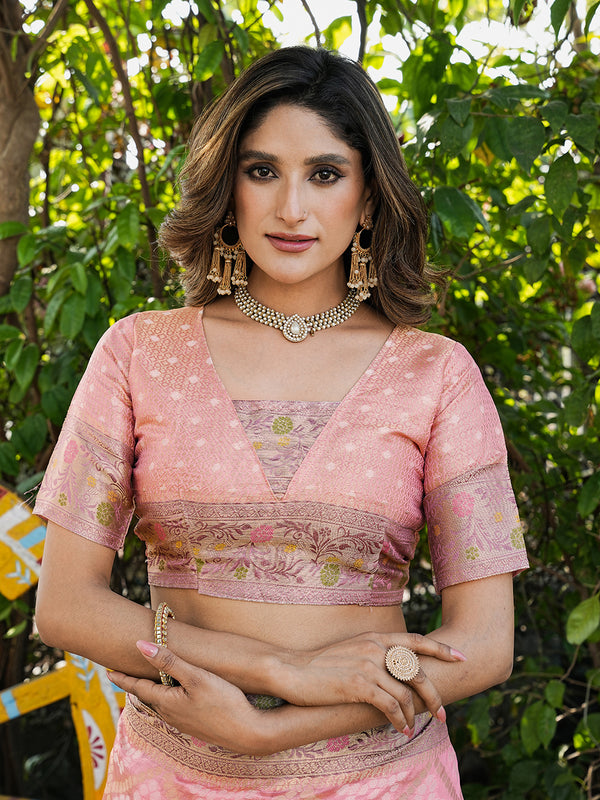Woven Design Zari Organza Patola Saree With Blouse Piece