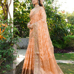 Woven Design Zari Organza Patola Saree With Blouse Piece