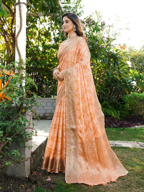 Woven Design Zari Organza Patola Saree With Blouse Piece