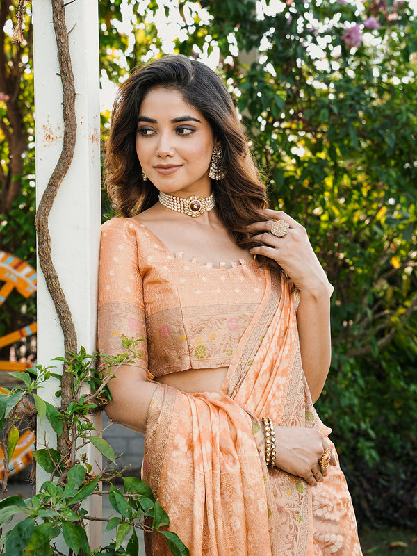 Woven Design Zari Organza Patola Saree With Blouse Piece