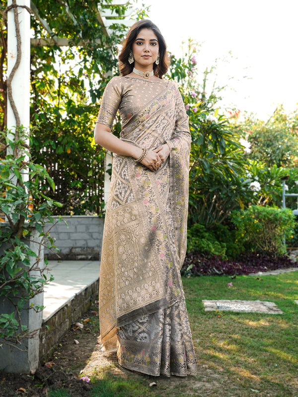 Woven Design Zari Organza Patola Saree With Blouse Piece