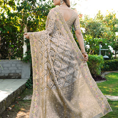 Woven Design Zari Organza Patola Saree With Blouse Piece