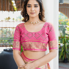Woven Design Zari Organza Patola Saree With Blouse Piece