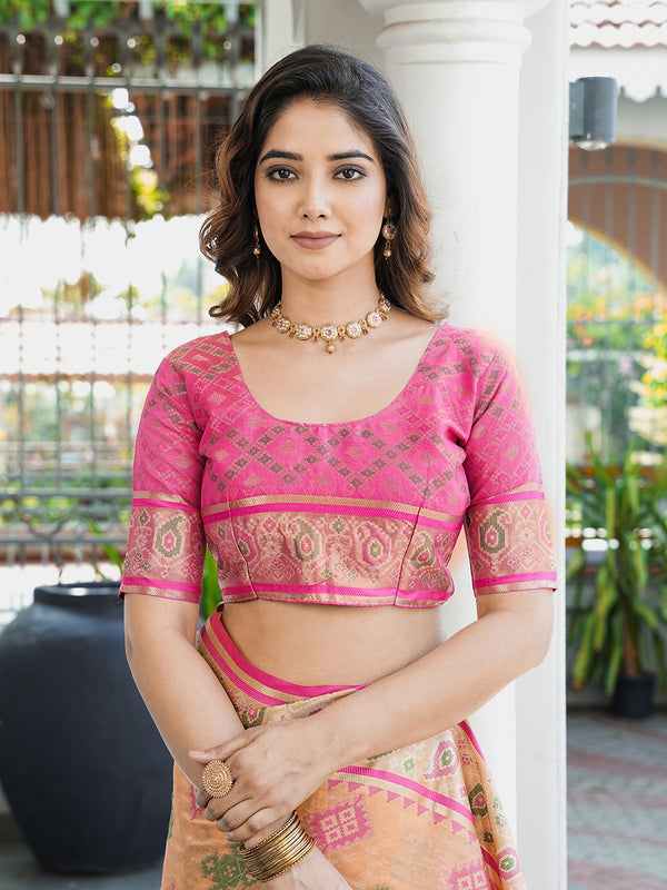 Woven Design Zari Organza Patola Saree With Blouse Piece