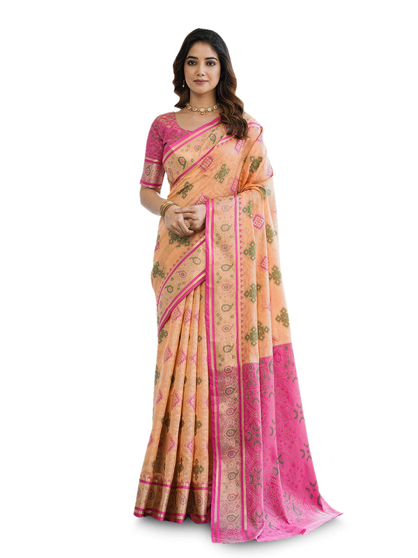 Woven Design Zari Organza Patola Saree With Blouse Piece