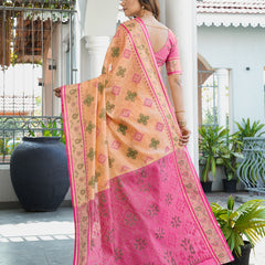 Woven Design Zari Organza Patola Saree With Blouse Piece