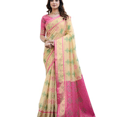 Woven Design Zari Organza Patola Saree With Blouse Piece