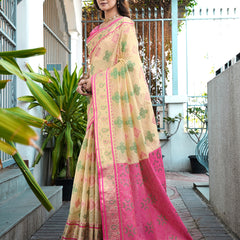 Woven Design Zari Organza Patola Saree With Blouse Piece